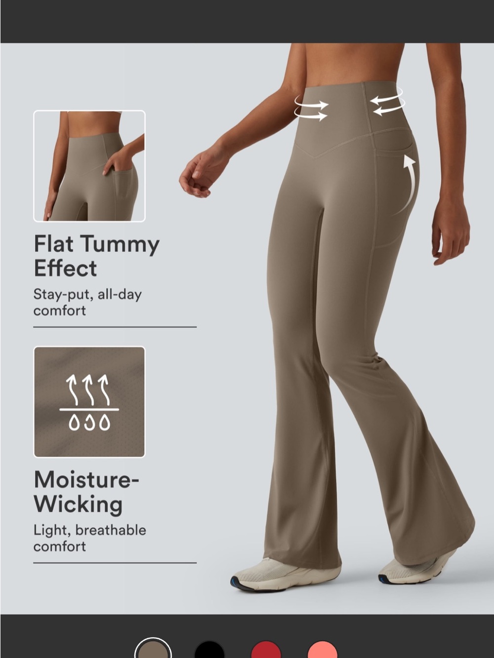 HALARA High-Waist Flare Leggings- Taupe